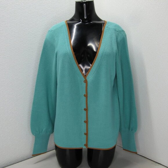 Etcetera Women's Seafarer V-Neck Cardigan Sweater Sea Blue Size S | NWT - Picture 1 of 7